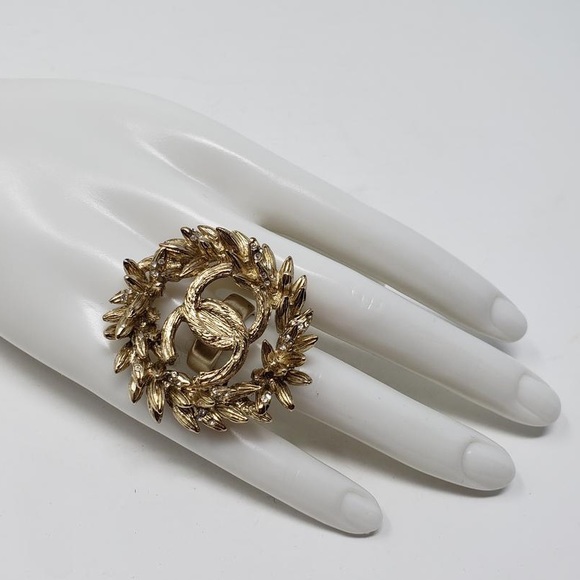 Chanel vintage CC gold & crystal ring - Picture 1 of 7